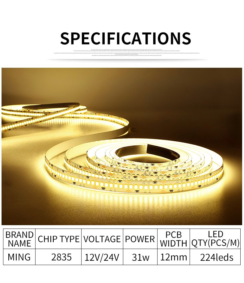 Long Lifespan 224 LEDs/m Strip