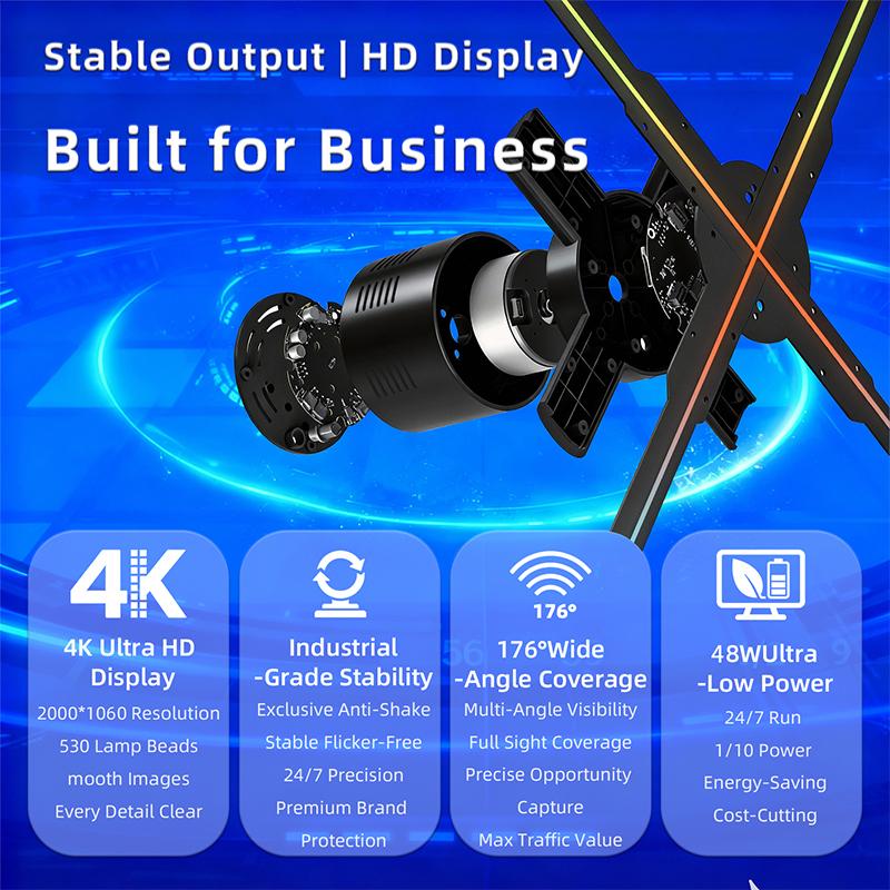 P52 3D Holographic Fan 52cm display 614 LEDs 2000x1228 resolution floating ads