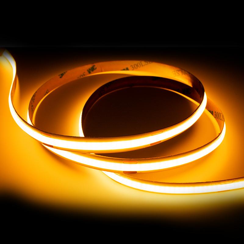Flexible ultra high density COB LED tape 24V 480 LEDs/m bending around corner