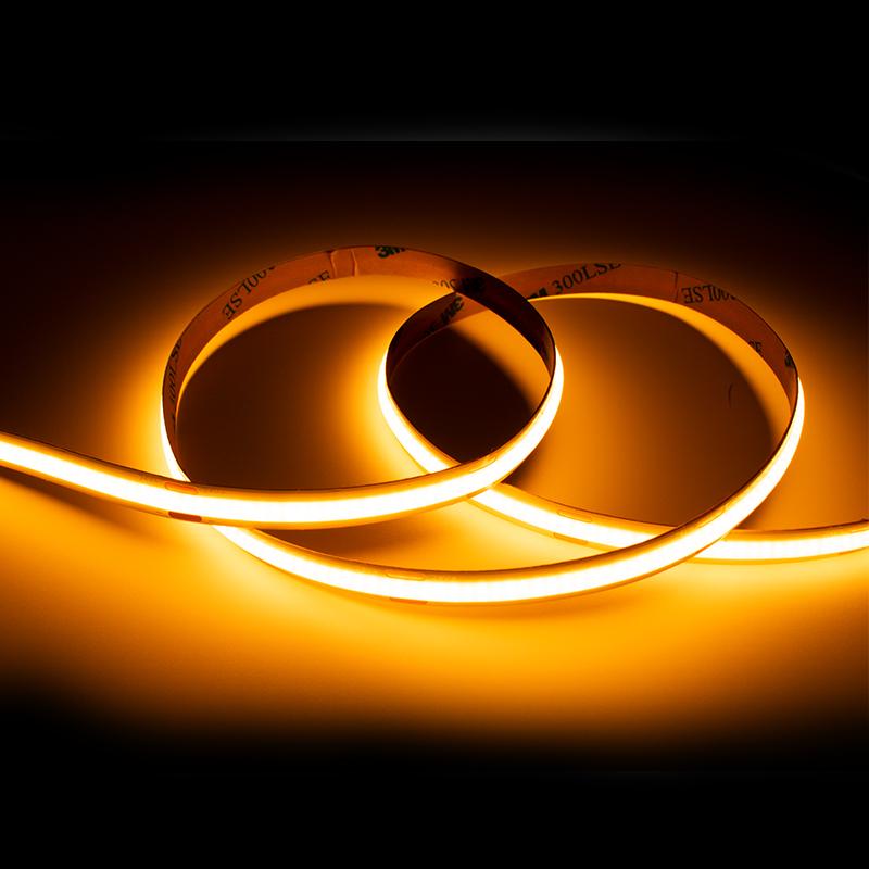 Flexible ultra high density COB LED tape 24V 480 LEDs/m bending around corner