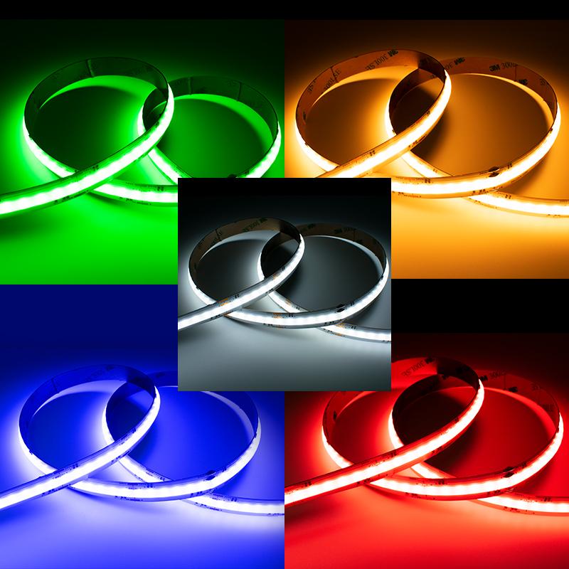 High density 5 color COB strip 24V 840 LEDs/m smooth even light